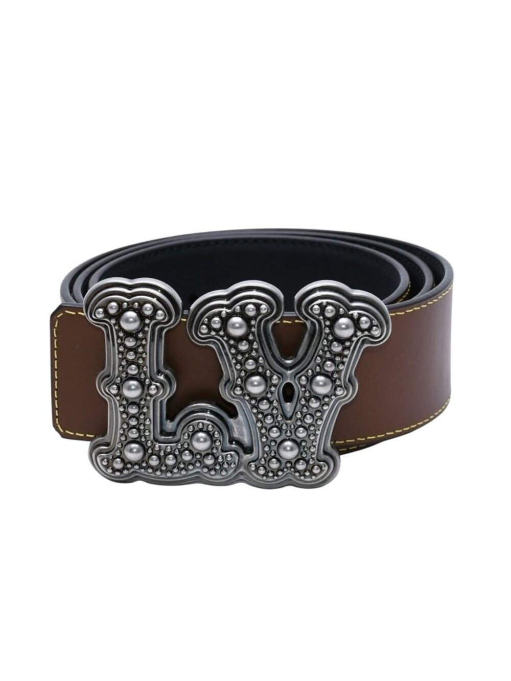 Louis Vuitton Belt LV Reversible Brown Metal Silver